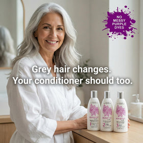 Maison 276 RESTORE conditioner bottle for silver hair provides deeper hydration through a rich formula.