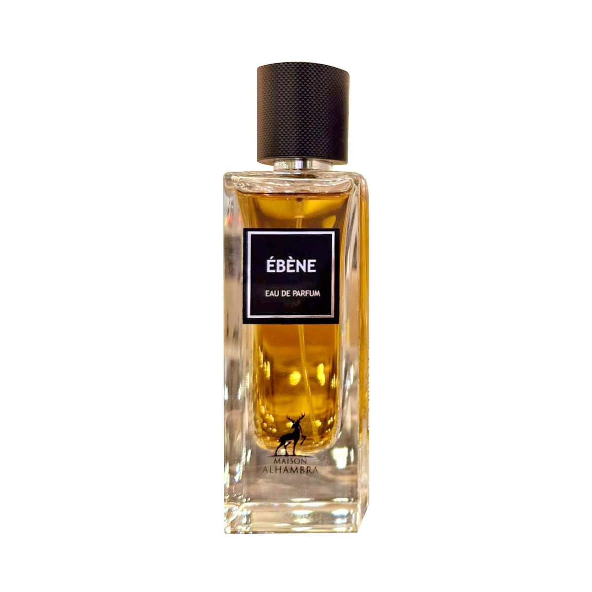 Maison Alhambra Ébène bottle front view, showcasing a bold, long-lasting unisex fragrance.