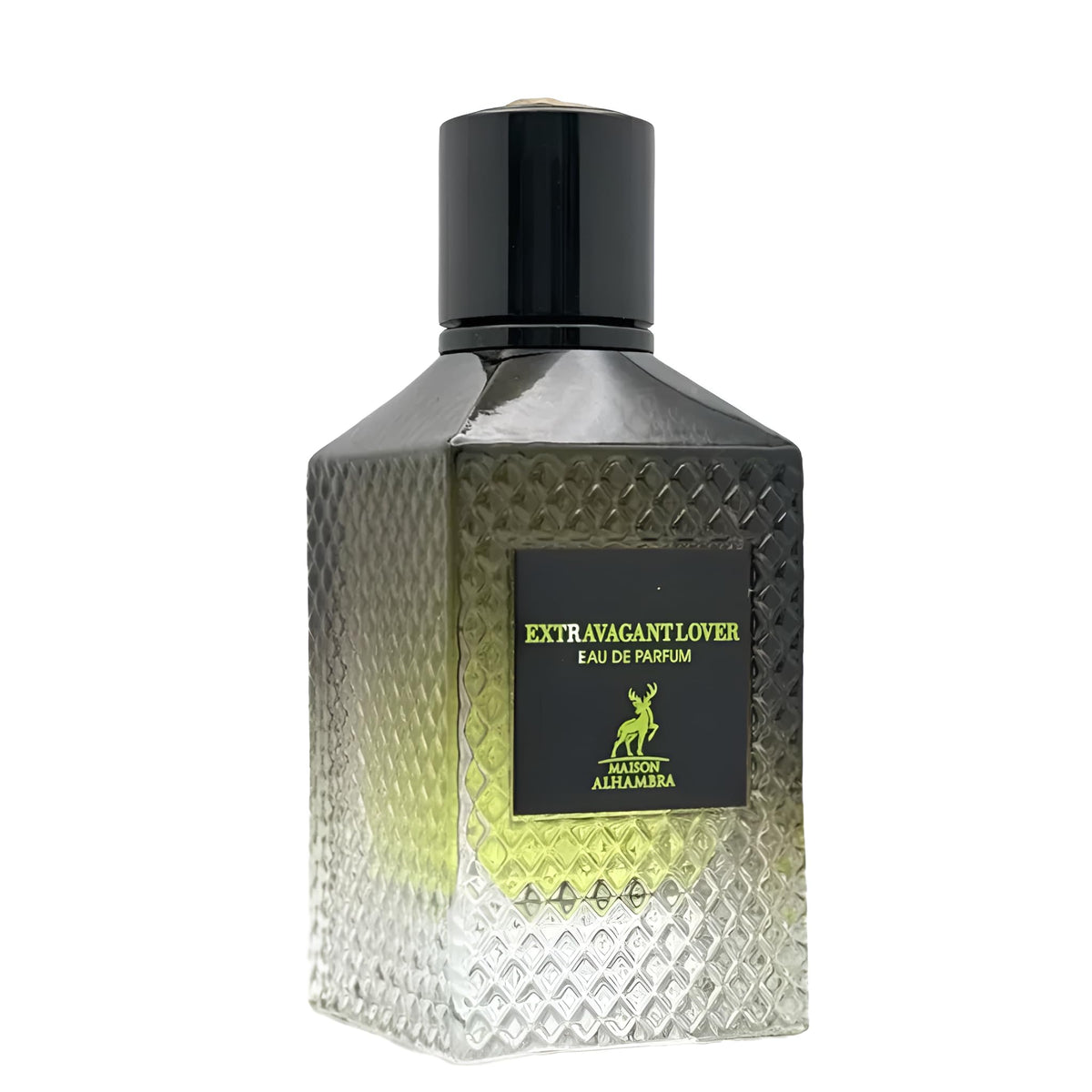 Maison Alhambra Extravagant Lover bottle front view with elegant design and fruit-forward vibe.