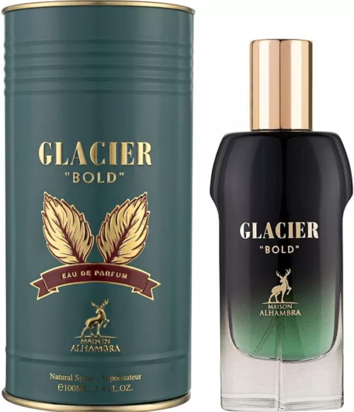 Maison Alhambra Glacier bottle front view, bold unisex fragrance for day or night