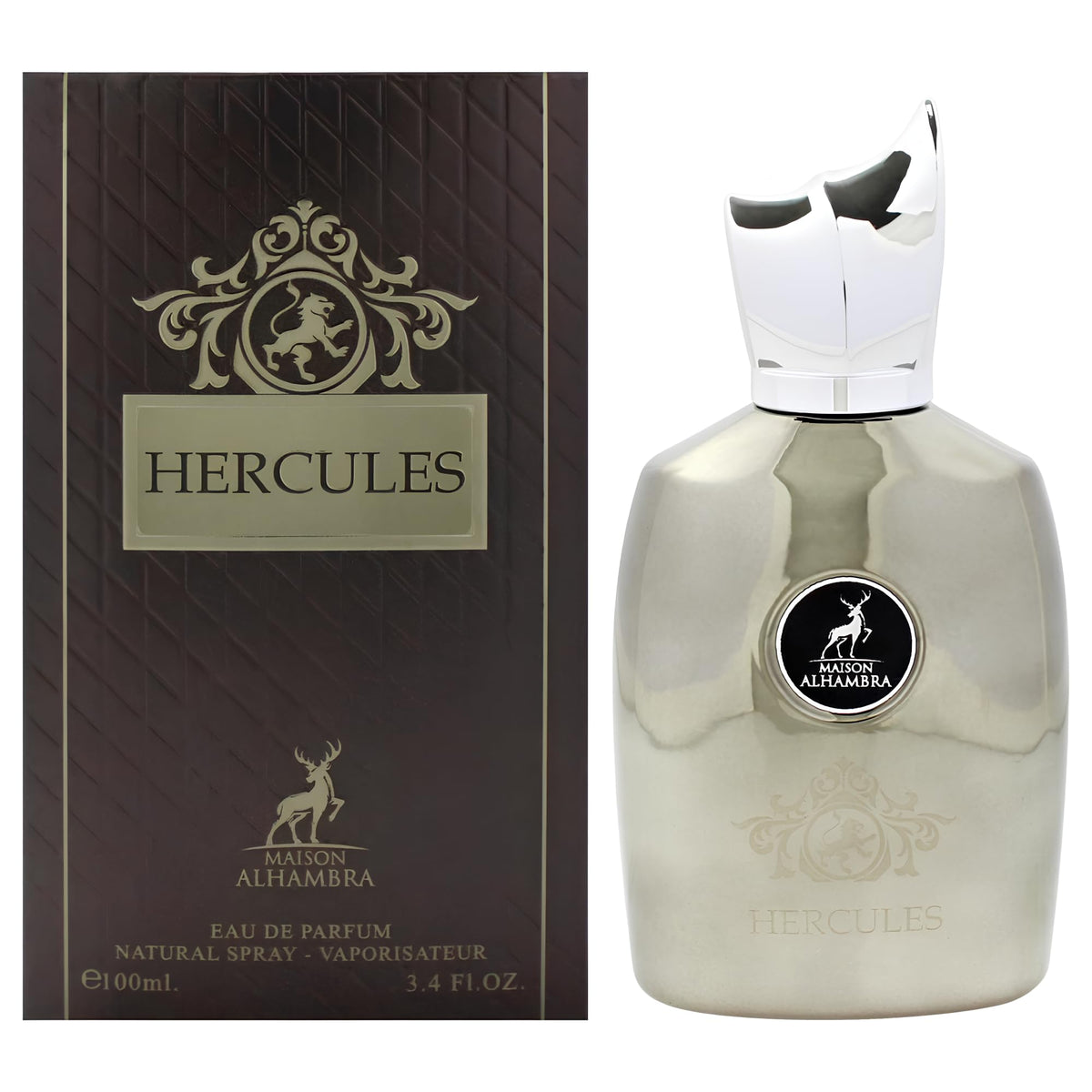 Hercules EDP bottle highlights woody notes for versatile daily wear.