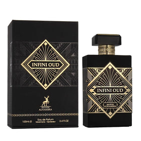 Maison Alhambra Infini Oud bottle, premium unisex fragrance for evening wear.