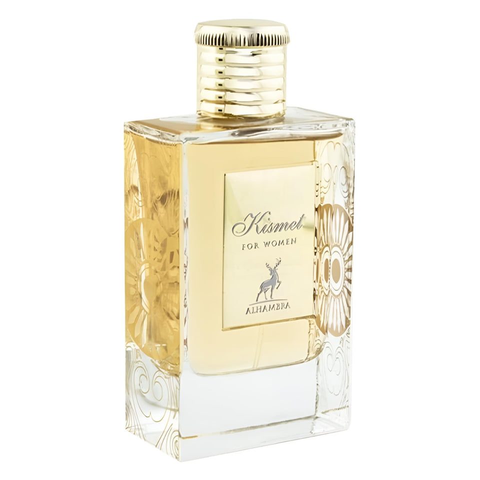 Maison Alhambra Kismet bottle close-up showing a refined, long-lasting fragrance profile for everyday elegance.