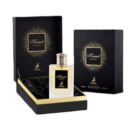 Maison Alhambra Kismet for Men bottle closeup, showcasing elegant design and premium touch