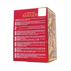 Maison Alhambra La Rouge Baroque Extrait amber-woody base note glow suitable for winter evenings.