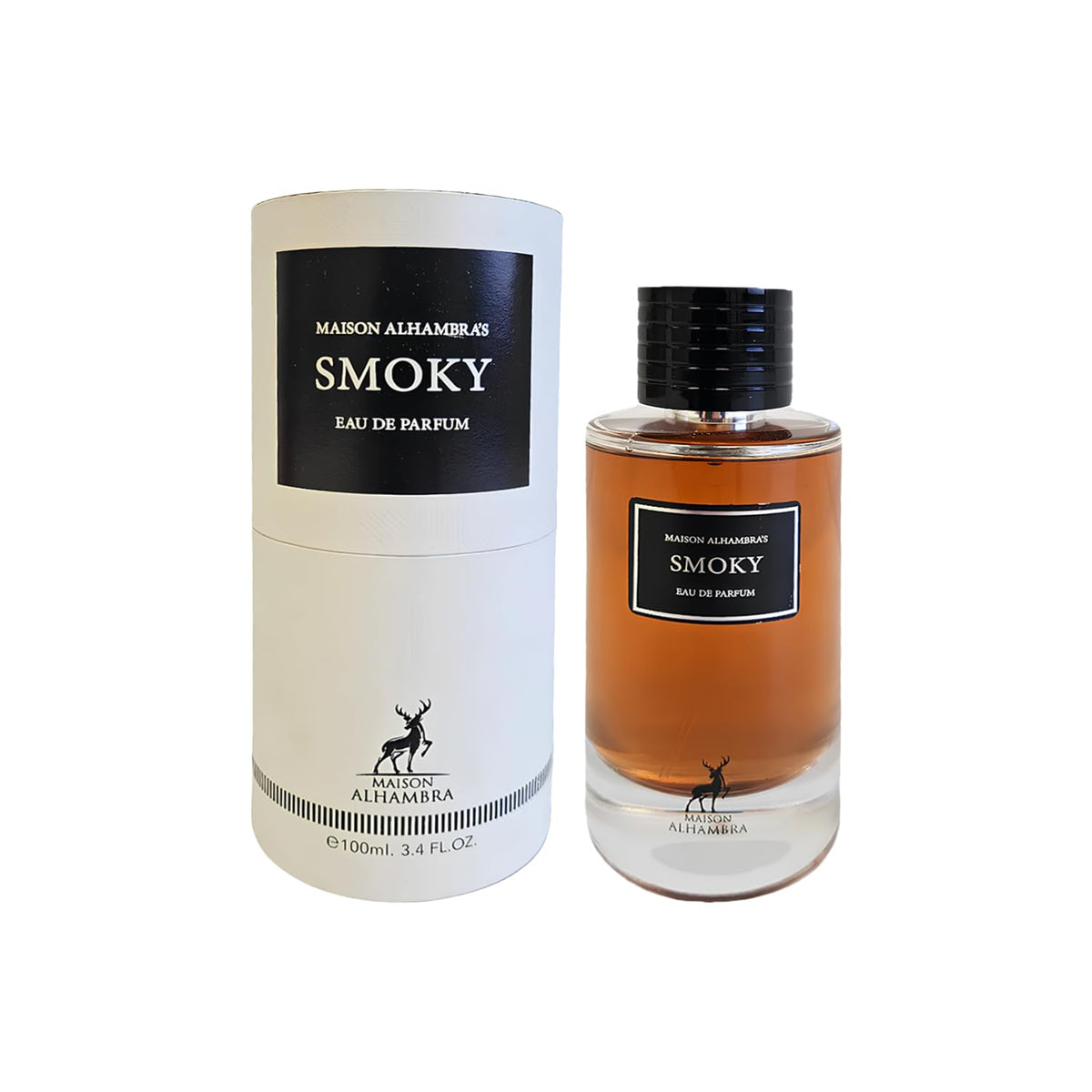 Lattafa Smoky EDP cap closeup—luxury bottle detail for collectors.