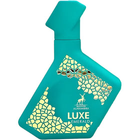 Maison Alhambra Luxe Emerald bottle close-up for daily wear.