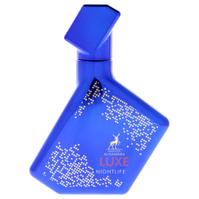 Maison Alhambra Luxe Nightlife bottle closeup highlights warm smoky notes.