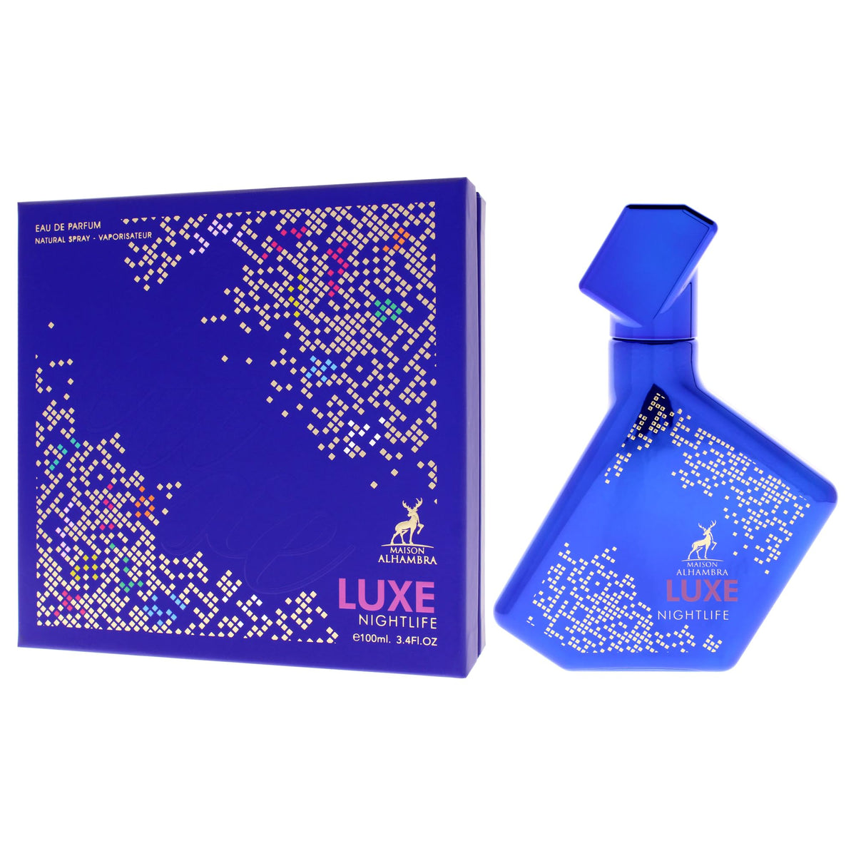 Maison Alhambra Luxe Nightlife juice amber suggesting rich long-lasting impression.