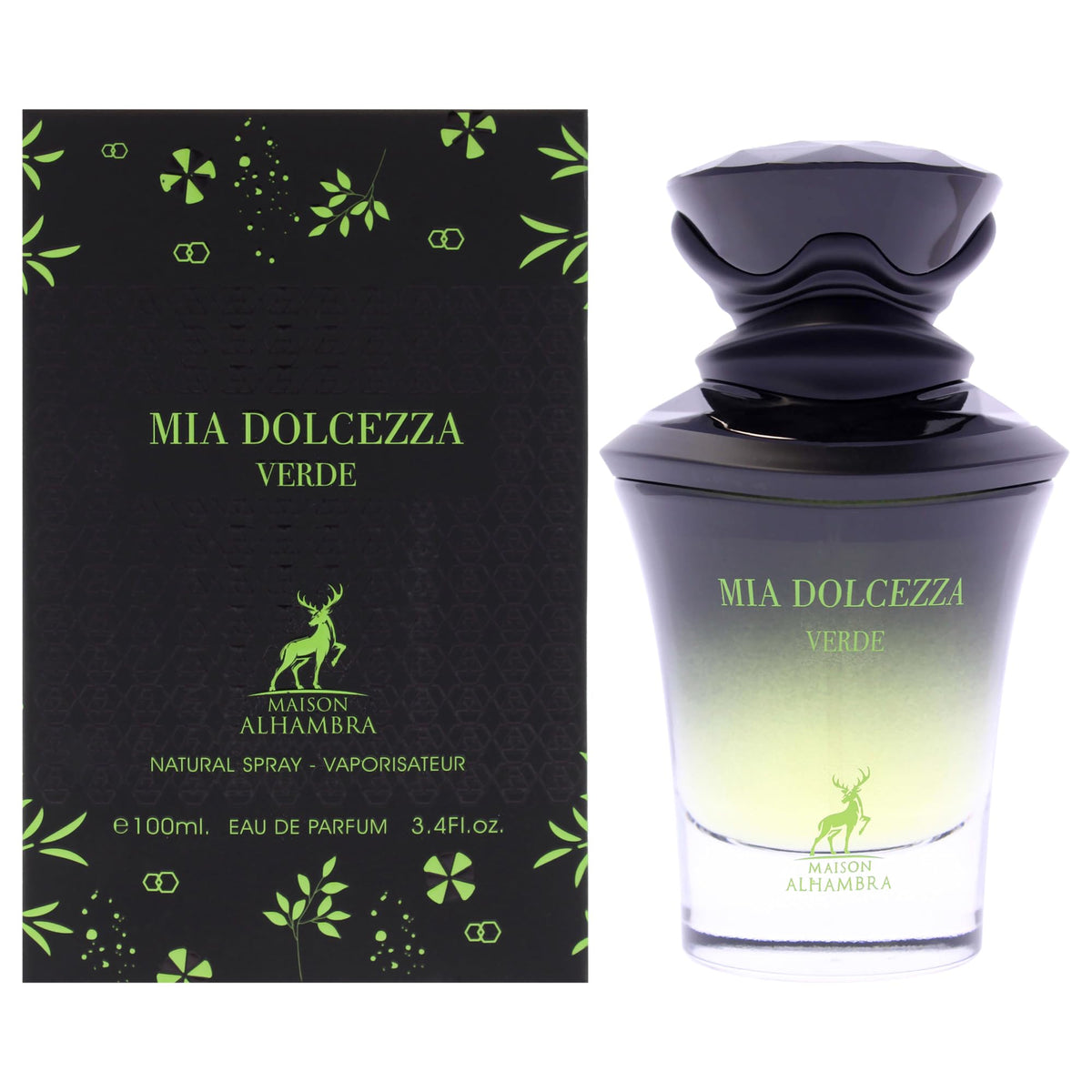 Maison Alhambra Mia Dolcezza Verde bottle front for daily fresh fragrance.