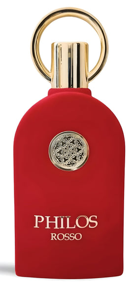 Maison Alhambra Philos Rosso bottle front view, ideal for day-to-night wear.
