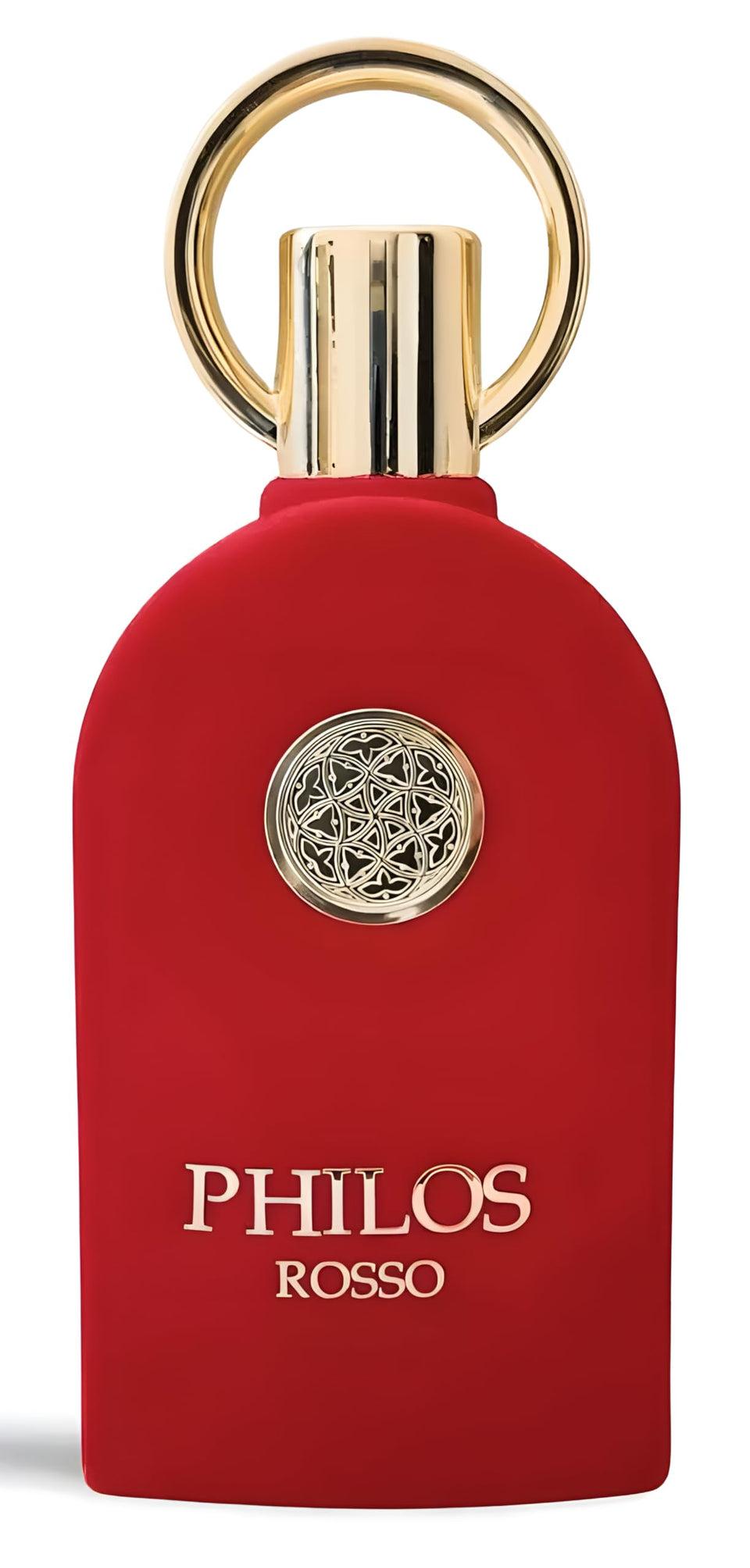 Maison Alhambra Philos Rosso bottle front view, ideal for day-to-night wear.