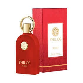 Maison Alhambra Philos Rosso bottle side view, showcasing elegant packaging.