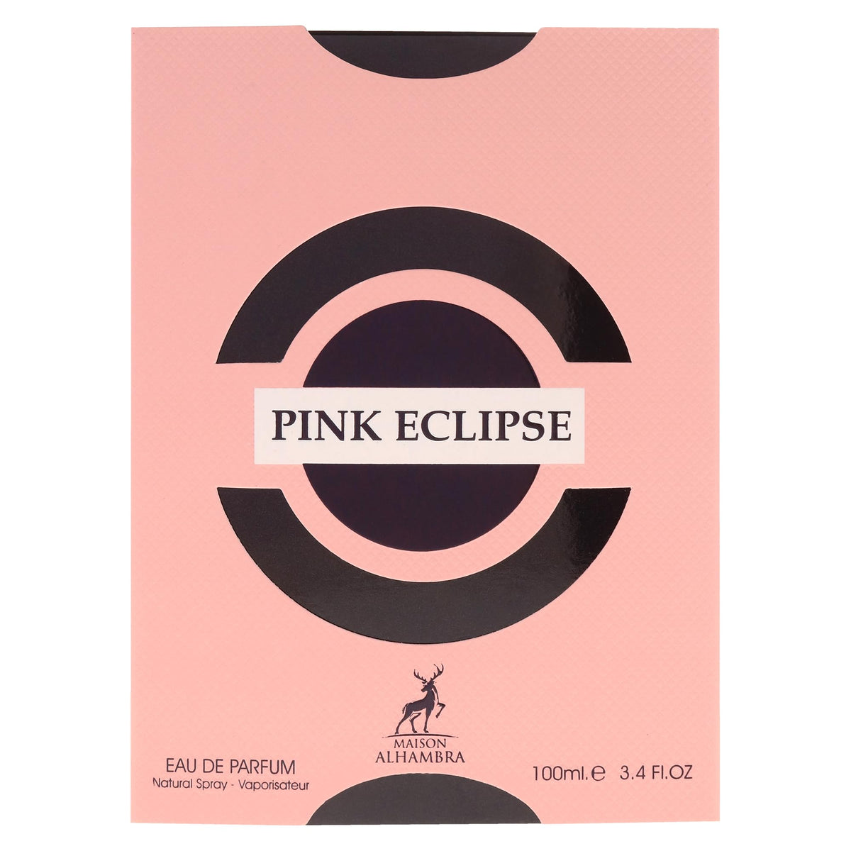 Maison Alhambra Pink Eclipse glass vial, transparent appearance complements evening outfits.