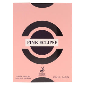 Maison Alhambra Pink Eclipse glass vial, transparent appearance complements evening outfits.