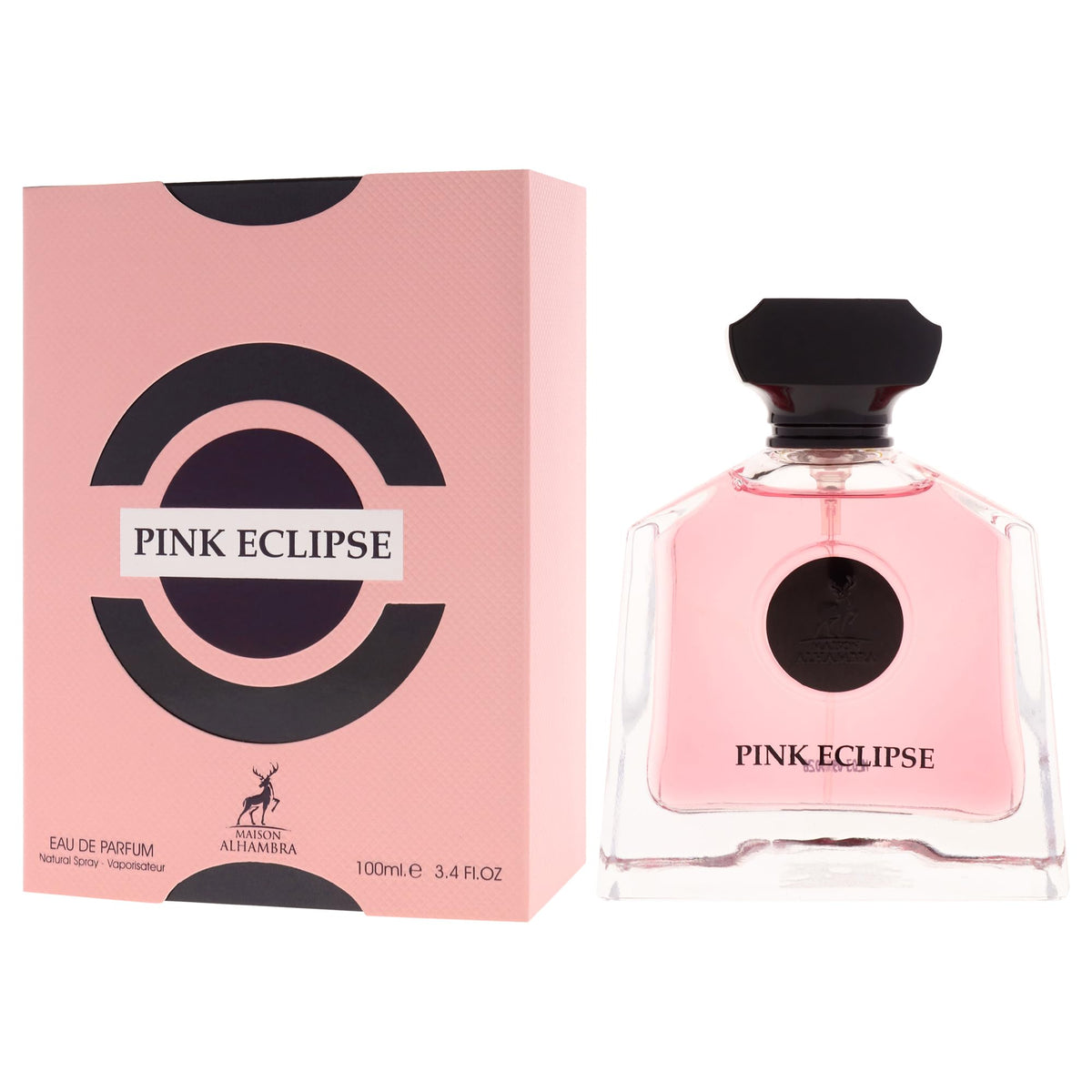 Maison Alhambra Pink Eclipse origin label, premium branding evokes luxury and allure.