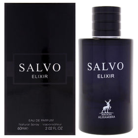 Maison Alhambra Salvo Elixir bottle closeup showing bold woody spice appeal