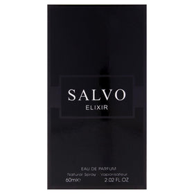 Open Salvo Elixir box revealing elegant bottle