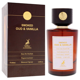 Maison Alhambra Smoked Oud Vanilla cap closeup highlights premium packaging