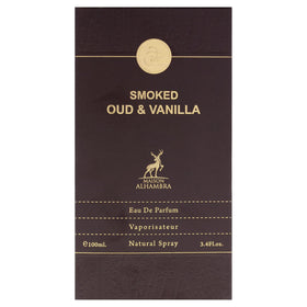 Maison Alhambra Smoked Oud Vanilla winter setup evokes cozy, elegant fragrance mood