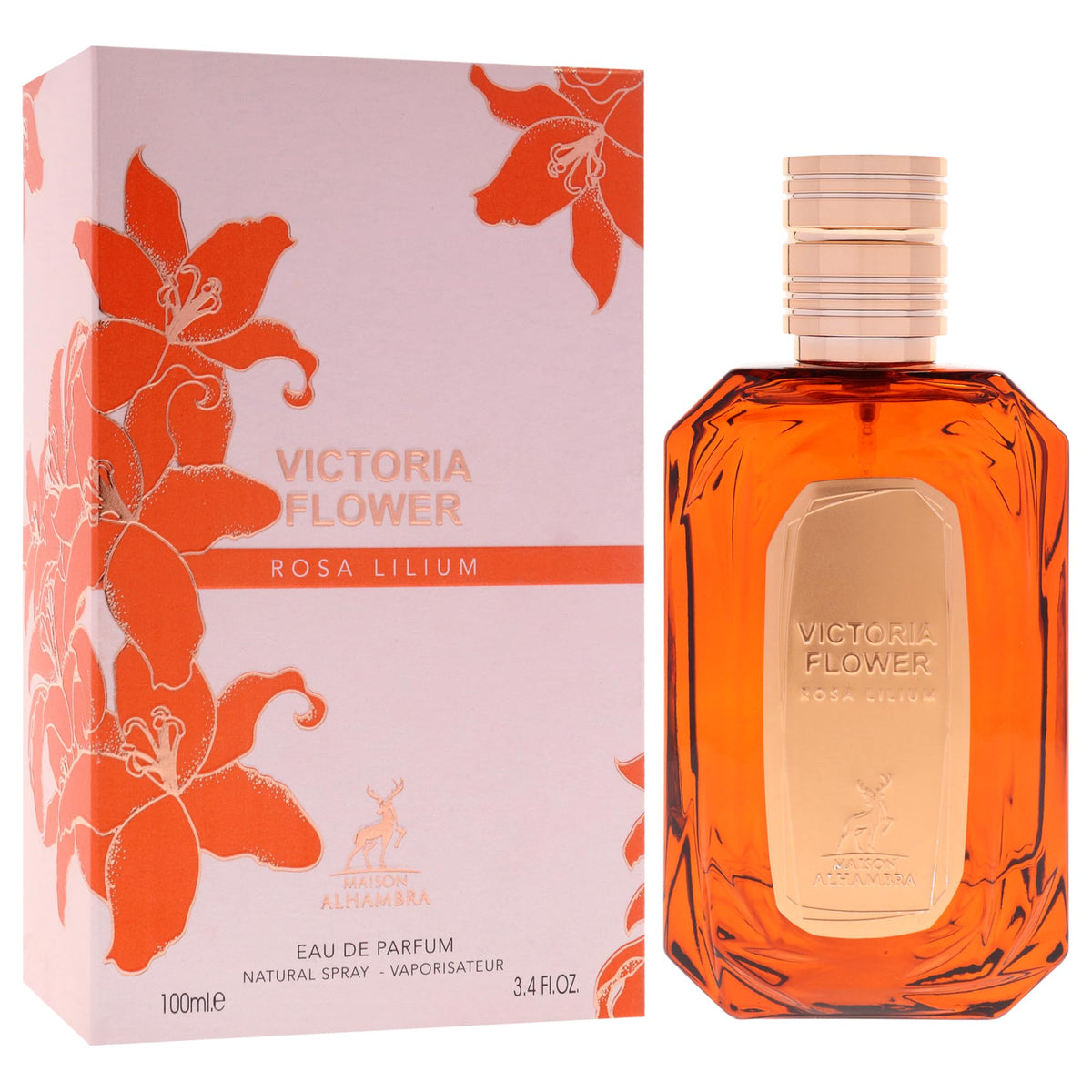 Maison Alhambra Victoria Flower cap suggests premium packaging and easy handling.