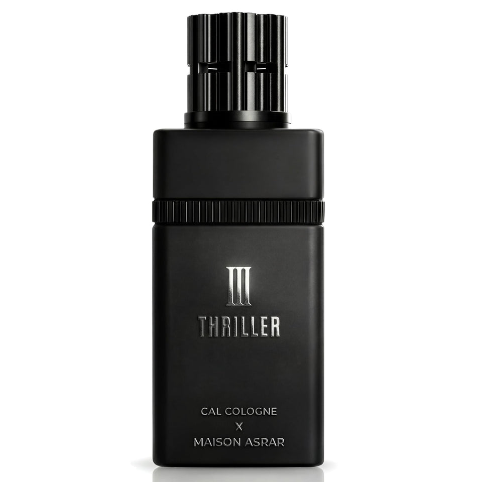 MAISON ASRAR Thriller bottle front, ideal for evening wear with an aromatic woody vibe.