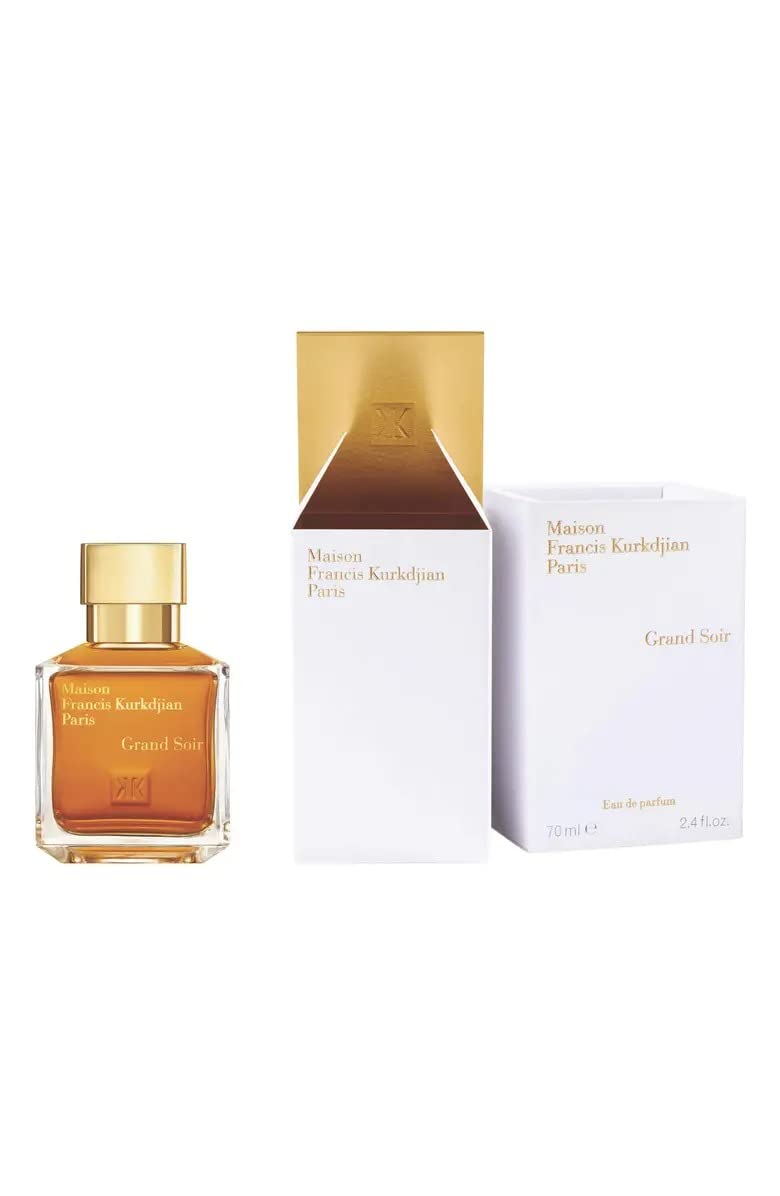 Maison Francis Kurkdjian Grand Soir amber-toned juice evokes warm sophistication for evening wear.