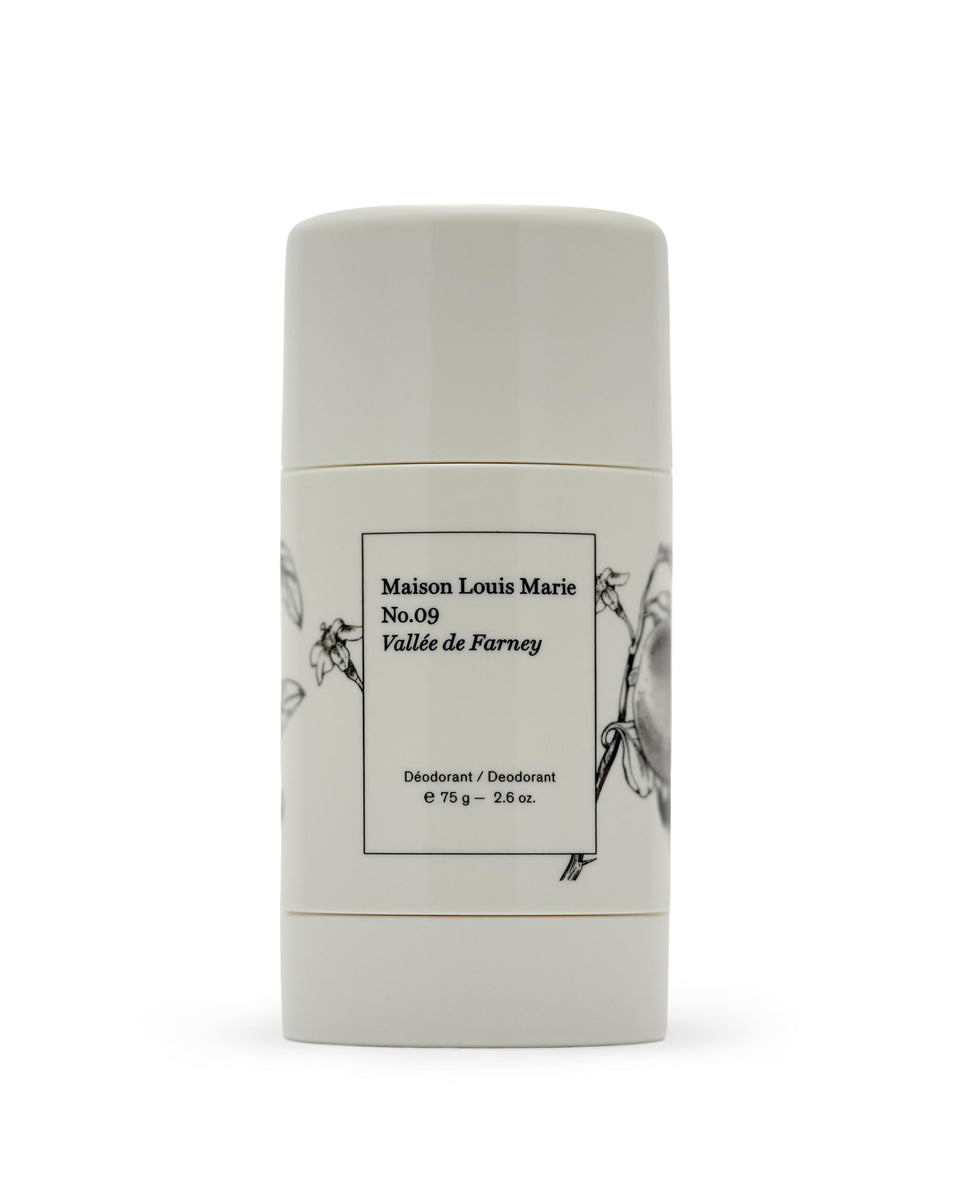 Maison Louis Marie No.09 deodorant bottle shows citrus-woody scent for all-day freshness