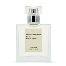 Maison Louis Marie No. 15 Vanille Infinie bottle on vanity for daily warm scent ritual.