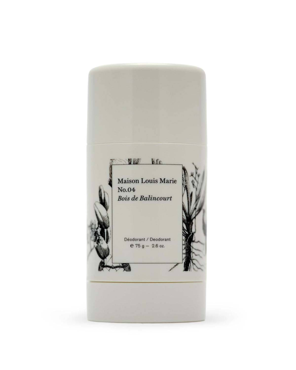Maison Louis Marie No.04 Bois de Balincourt deodorant packaging shows premium eco-conscious design