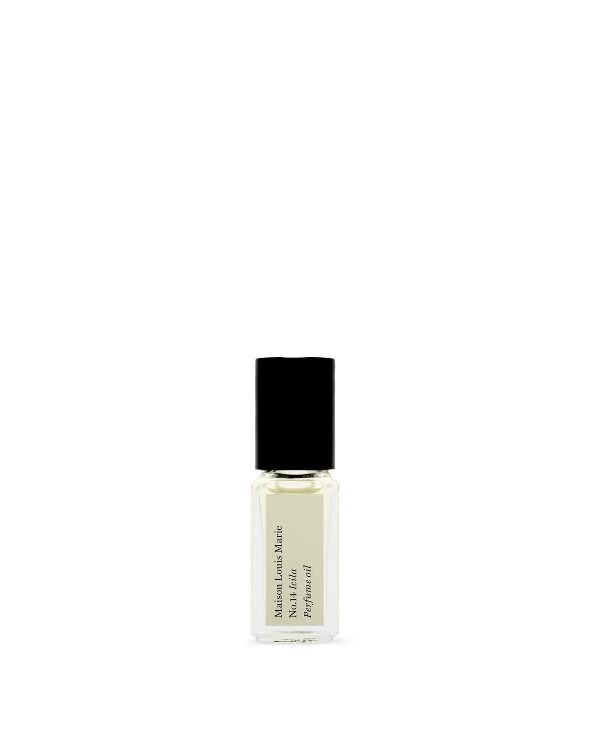 Maison Louis Marie Icila bottle close-up showing elegant roll-on design for on-the-go use.