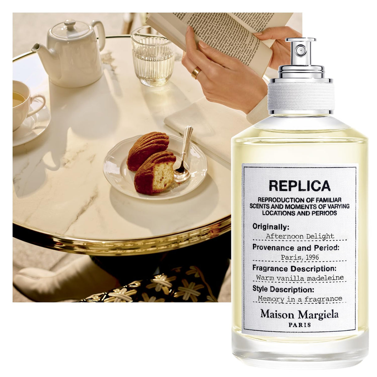 Maison Margiela Replica Afternoon Delight spray highlighting café-inspired mood.