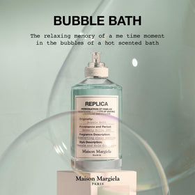 Maison Margiela Replica Bubble Bath lavender note adds soothing aroma.