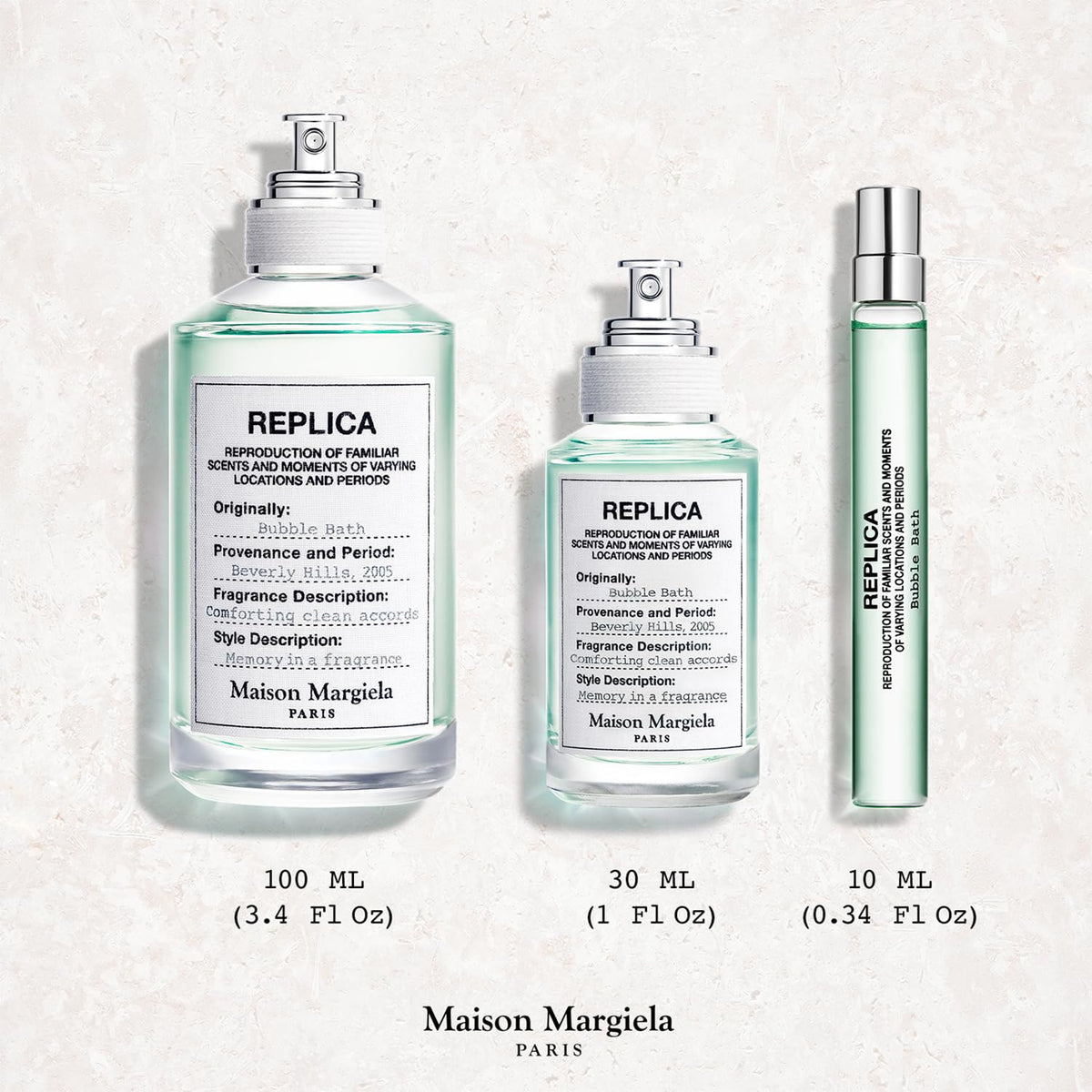 Maison Margiela Replica Bubble Bath patchouli nuance offers warm depth.