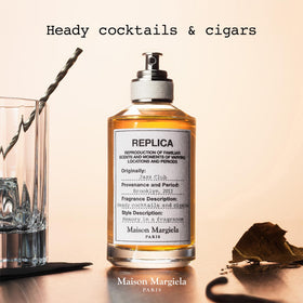 Maison Margiela Replica Jazz Club cocktail scene image emphasizes the fragrance's cocktail-inspired influence.