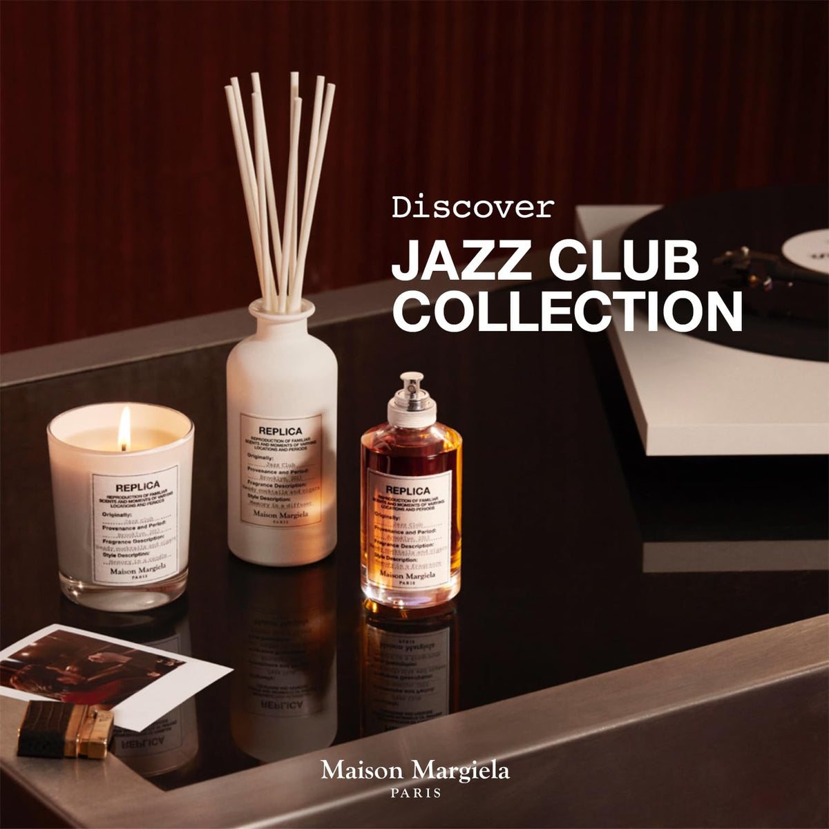 Maison Margiela Replica Jazz Club saxophone mood image hints at jazzy, intimate moments.