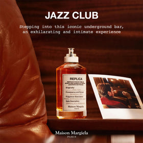Maison Margiela Replica Jazz Club warm tones convey smoky tobacco and rum richness for cooler nights.