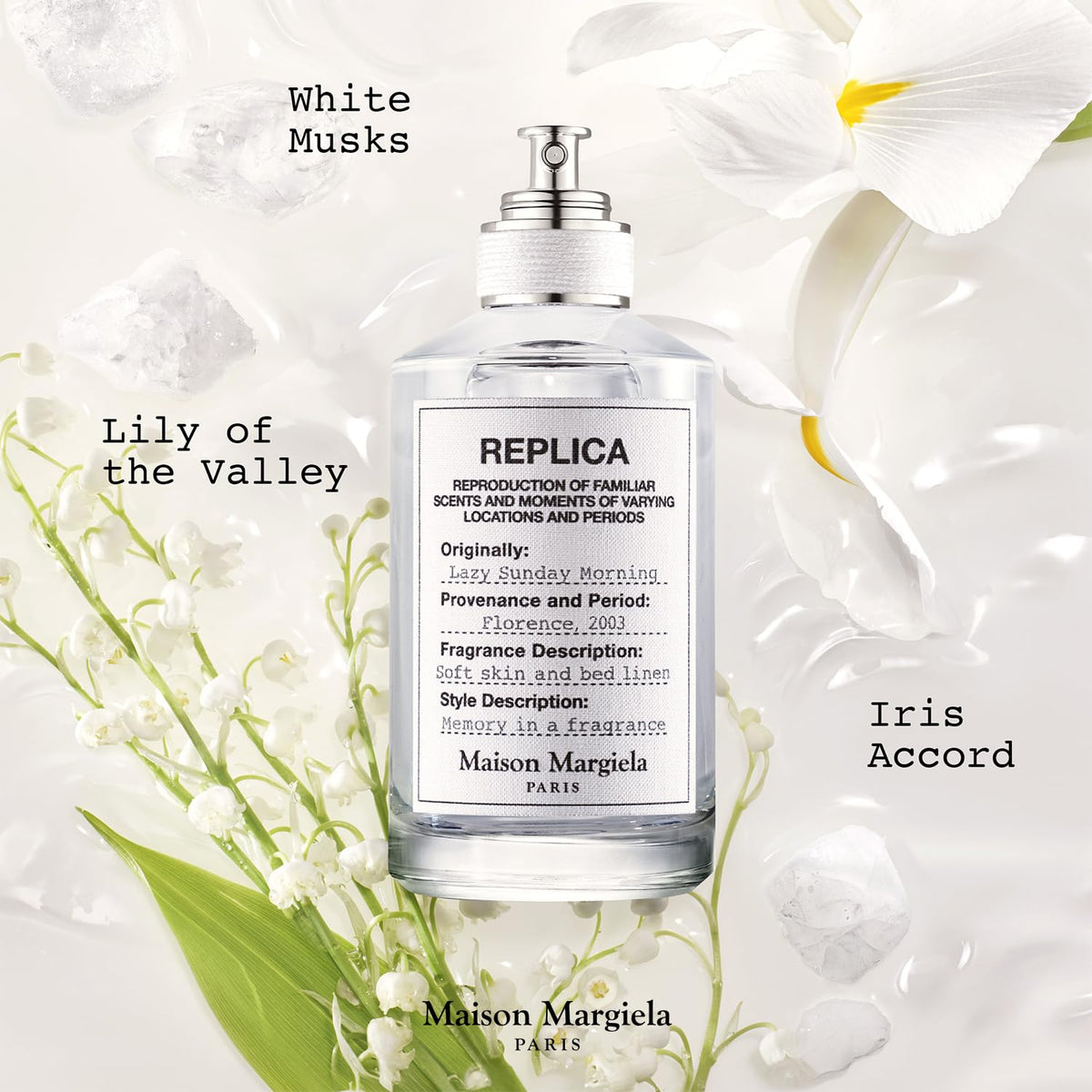 Maison Margiela Replica Lazy Sunday Morning logo detail on refined packaging.