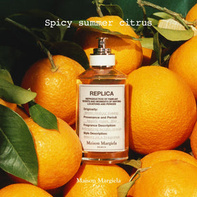 Maison Margiela Replica Never Ending Summer orange notes offer juicy, uplifting daytime scent.