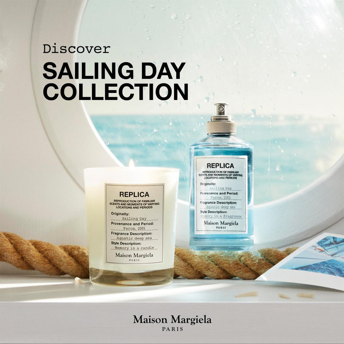 Sailing Day packaging and compact flacon, ideal for travel.