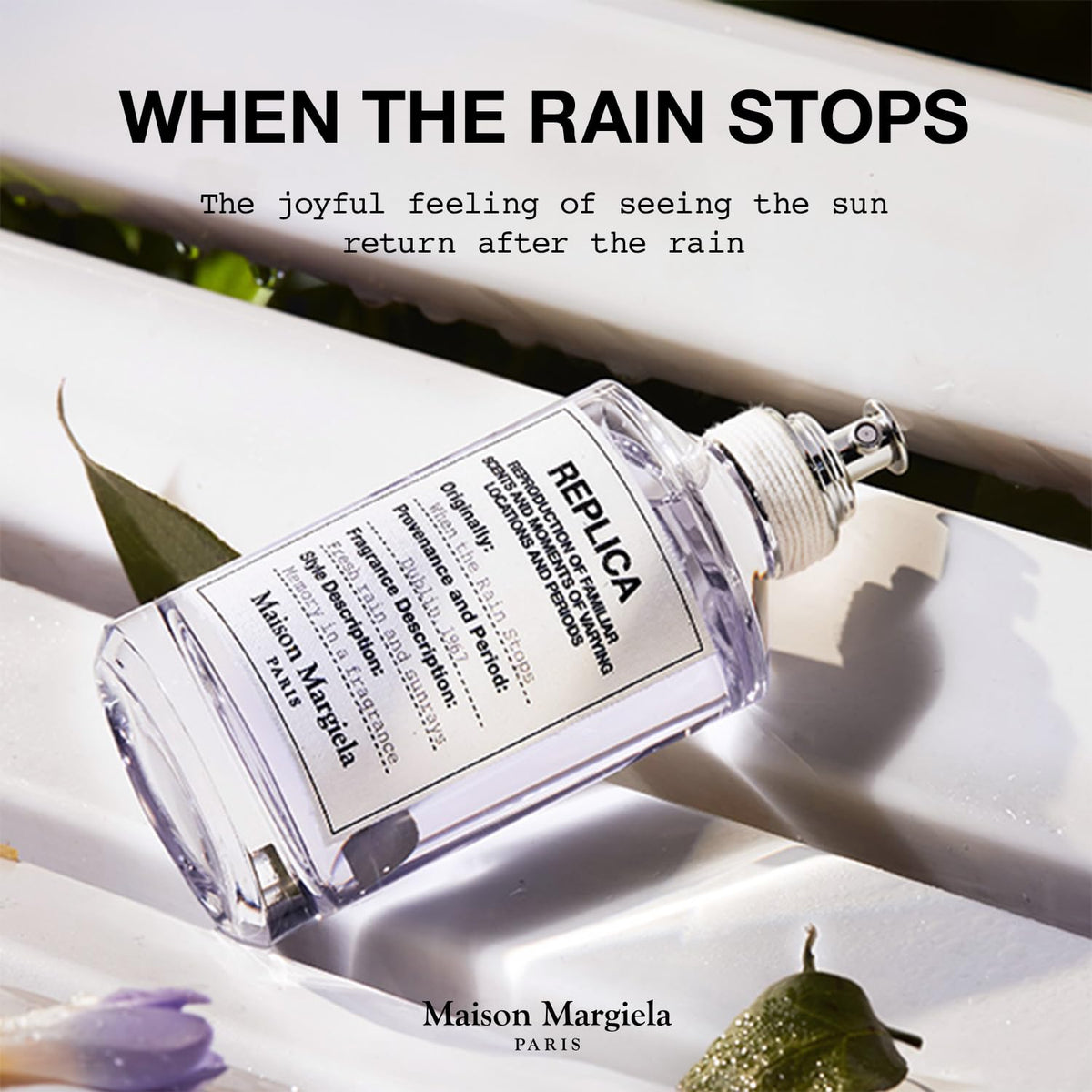 Maison Margiela Replica When the Rain Stops with patchouli for a warm, earthy trail