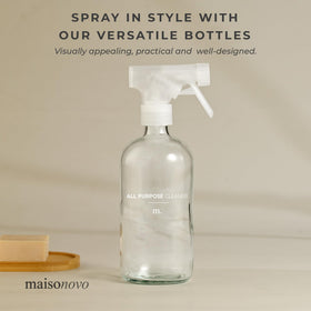 Maisonovo glass bottle with reusable labels keeps cleaning organized.