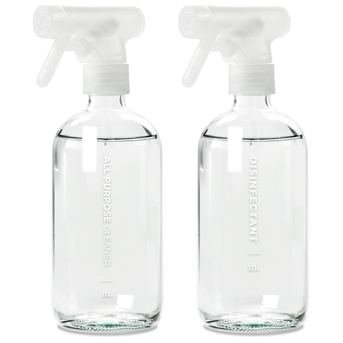 Maisonovo glass spray bottle 16oz pack 2 with clear glass and sturdy spray pump for homes.