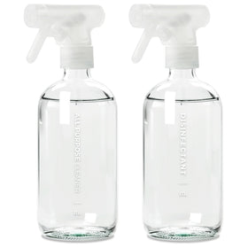 Maisonovo glass spray bottle 16oz pack 2 with clear glass and sturdy spray pump for homes.