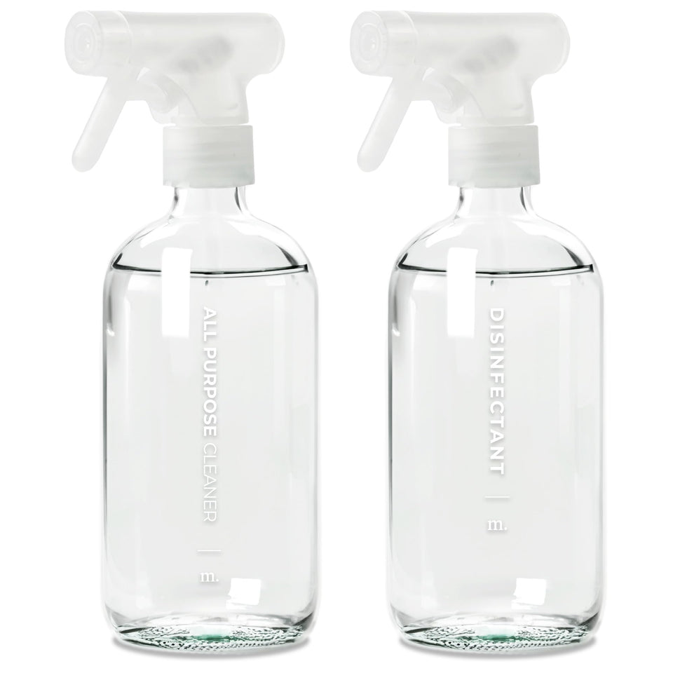 Maisonovo glass spray bottle 16oz pack 2 with clear glass and sturdy spray pump for homes.