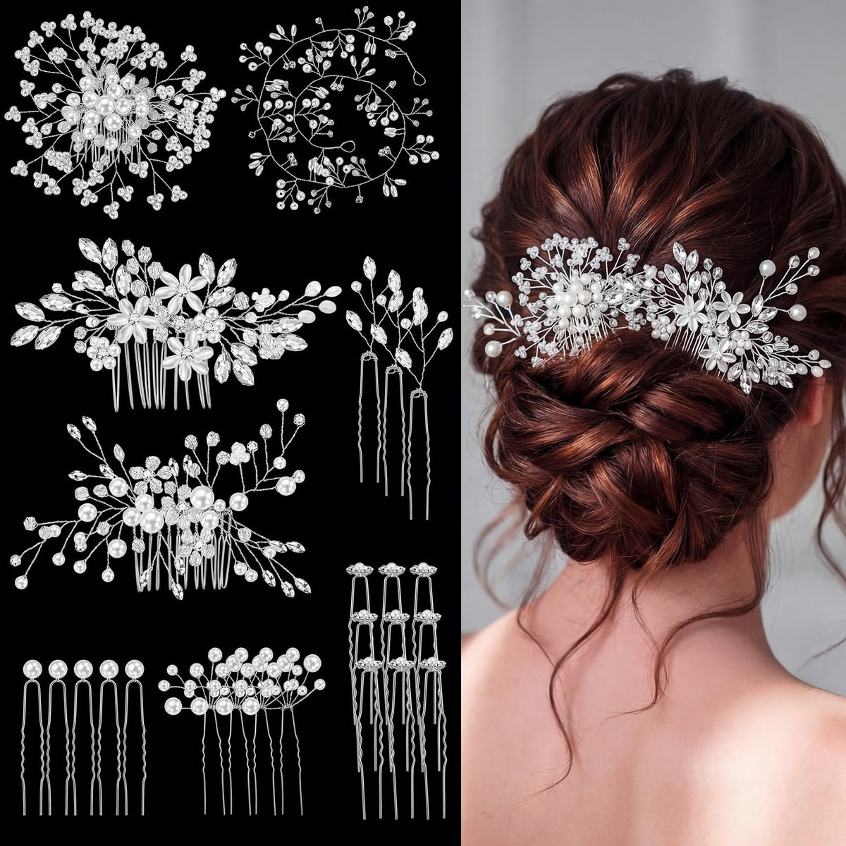 Maitys 44-piece wedding hair accessory collection for versatile bridal styling