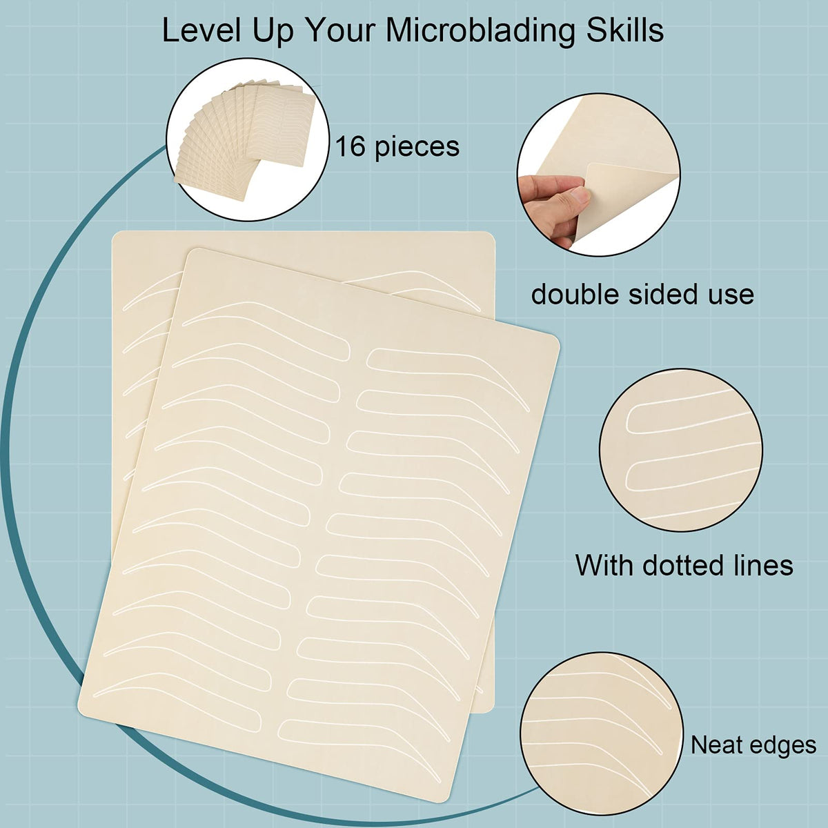 Maitys brow line templates on skin aid precise outlining and shaping.