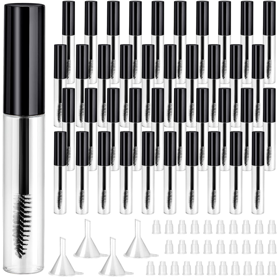 Maitys empty 10 ml mascara tubes in black for DIY cosmetics.