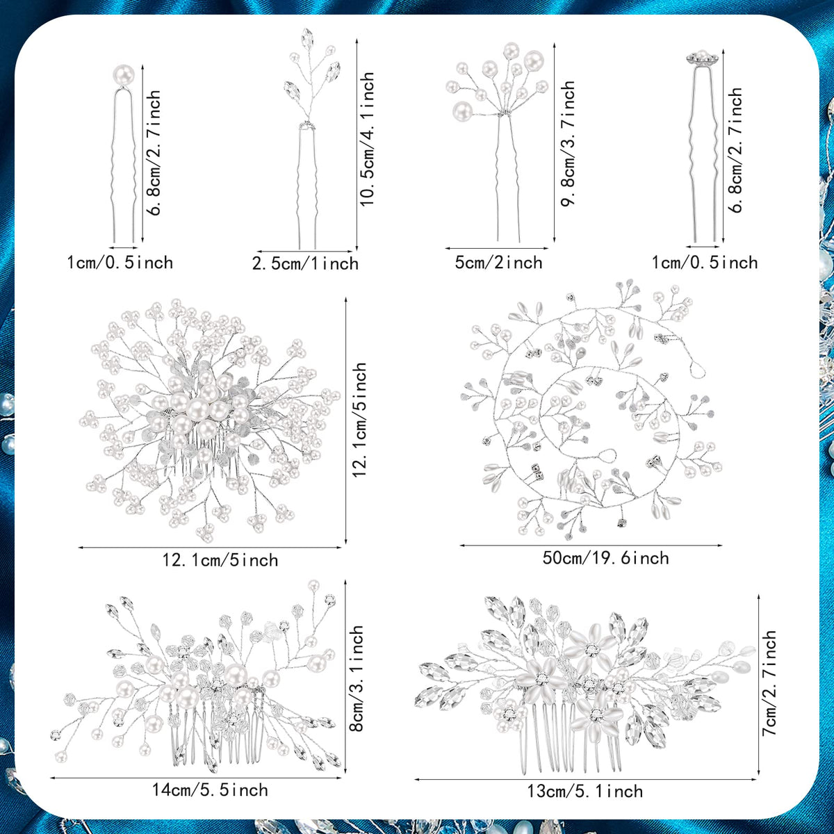 Maitys faux pearl crystal combs with rhinestones sparkle in wedding photos