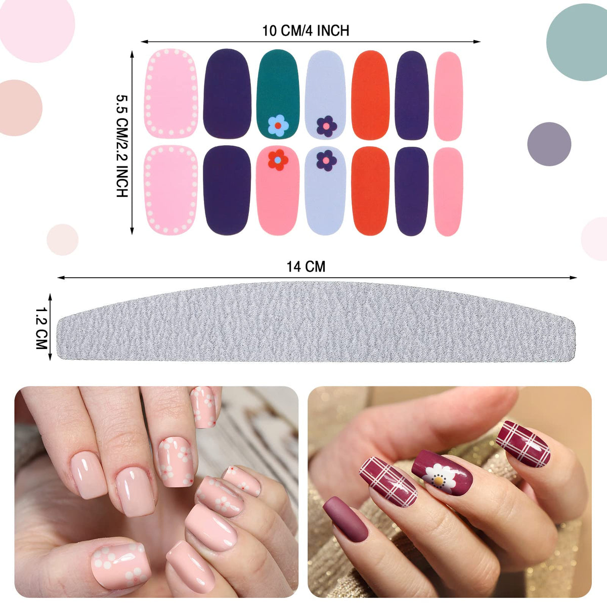 Maitys nail stickers close-up shows vibrant color options for creative designs